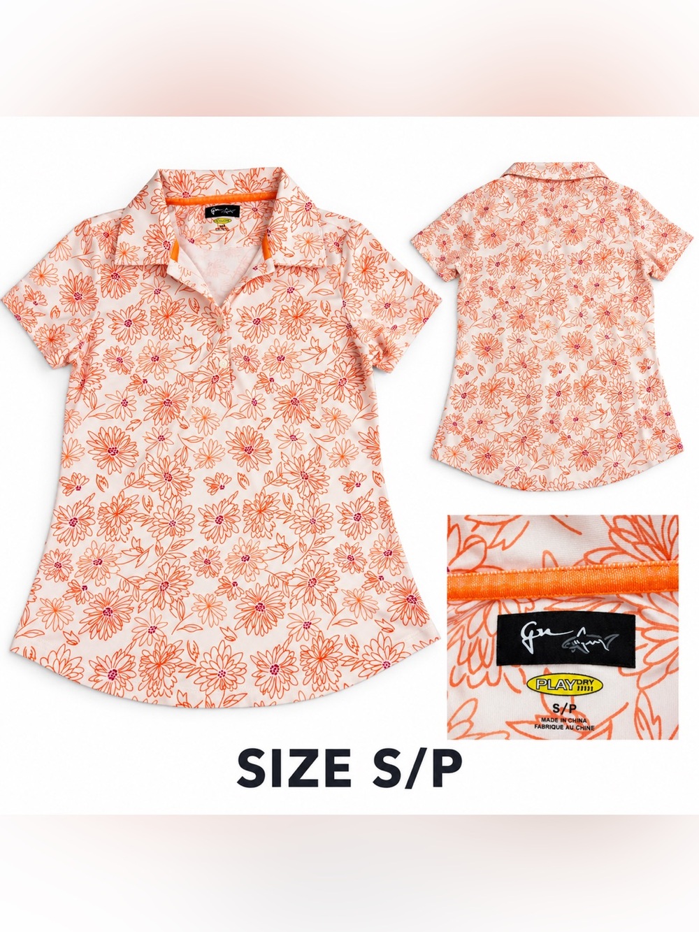 G/FORE Cream and Orange Floral women Polo